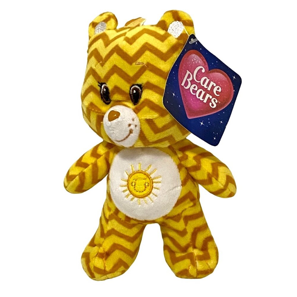 Kellytoy Care Bears Chevron Teddy 8.5" Yellow Sun American Greetings Exclusive‎